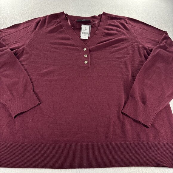 Lane Bryant Sweater Womens 18/20 Maroon V-NECK Long Sleeve Retails $60.00 NWT - Picture 2 of 11